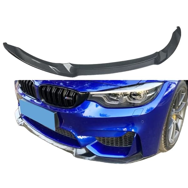 Front Bumper Splitter, Carbon Fiber Look, Holdbart ABS Materiale, Præcisionspasform til BMW F80 F82 F83