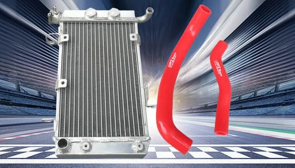 Aluminiumkylare för Suzuki LTZ400, hållbar konstruktion, högpresterande silikon slangar,Röd