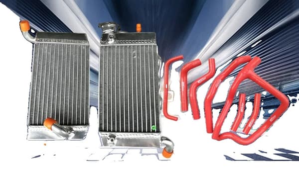 Aluminiumkøler til Honda XRV750, Silikone kølevandslange kit, Høj køleeffektivitet,Rød