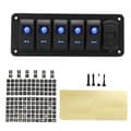 Miniatyrbillede 1 af 2: 5 Gang Rocker Switch Panel, Dobbelt USB-porte, LED Spændingsdisplay,A