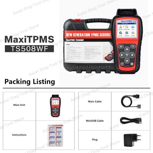 TPMS Diagnostisk Værktøj, Trådløs Forbindelse, MX-sensor Programmer, TS508WF, Engelsk