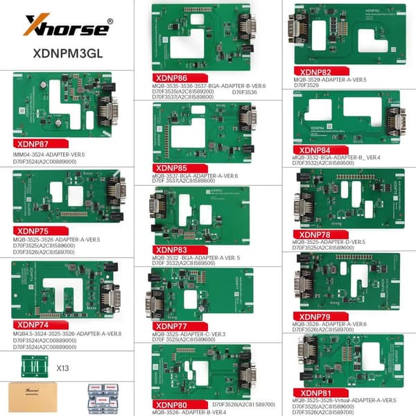 Xhorse MQB48 13 kpl Juotinvapaa Adapterisarja, CE-sertifioitu, Monitoimityökalu Yhteensopivuus,13 kpl