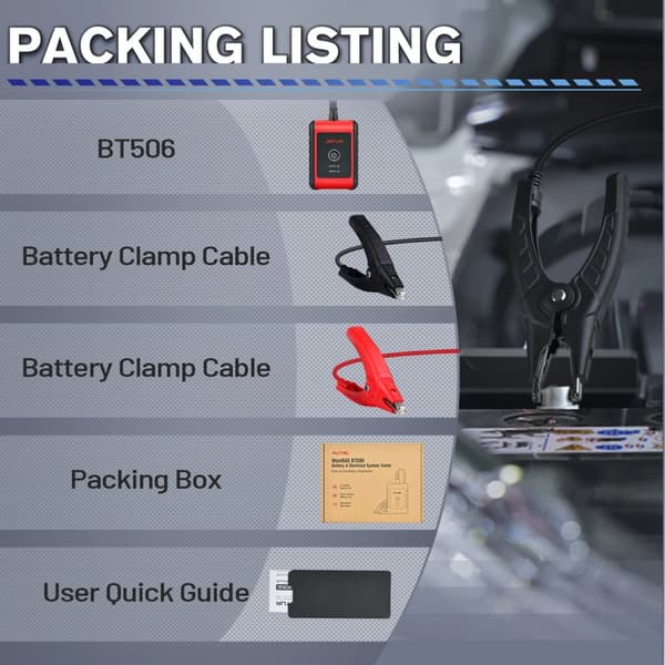 Bilbatteritestare, kompatibel med flera standarder, analys av elektriskt system, BT506