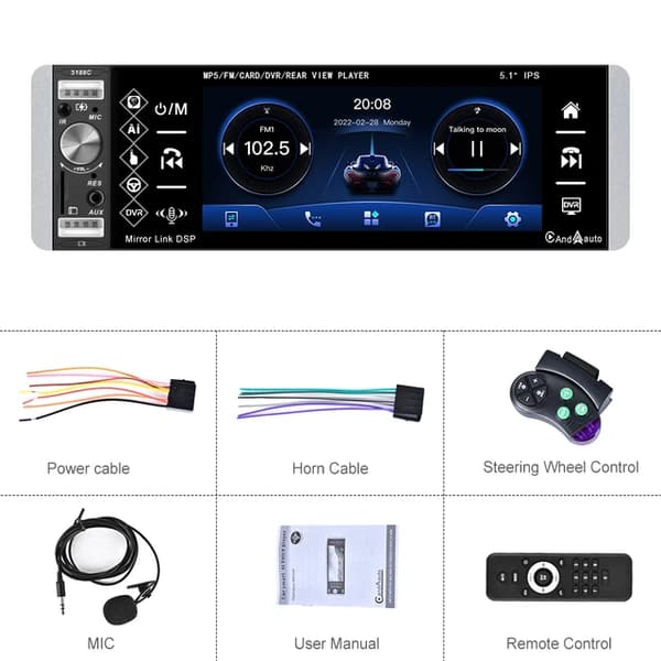 Carplay-autoradiovastaanotin, Bluetooth-yhteys, tekoälyääniohjaus, Carplay Radio vain