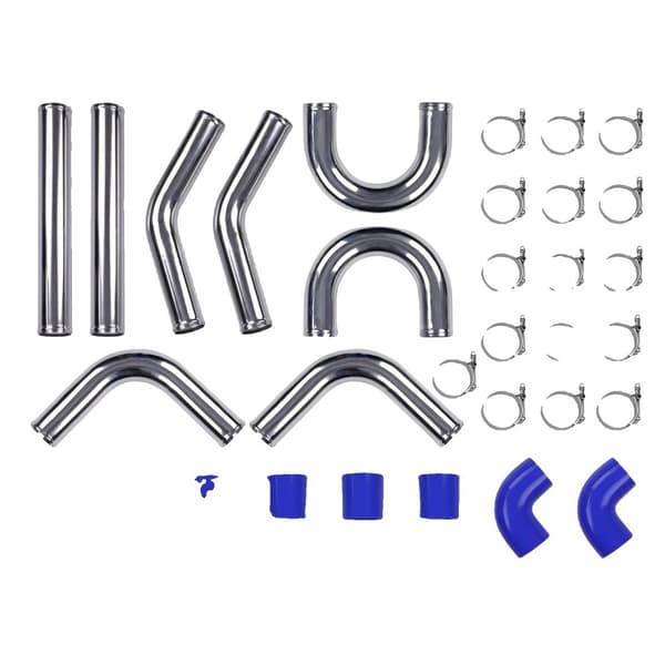 Universal Intercooler Turbo Piping Kit, 2,5" Aluminiumrør, Silikoneslanger