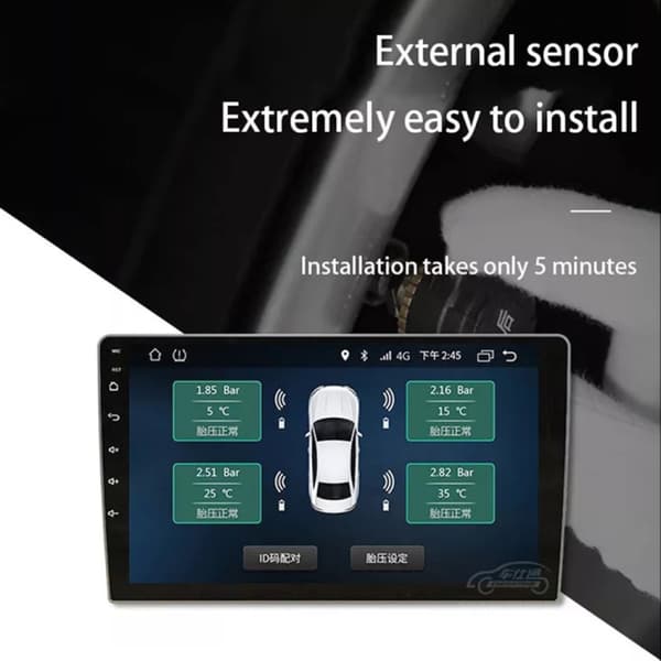 TPMS-dæktryksmåler med ekstern sensor – til Android-medieenhed