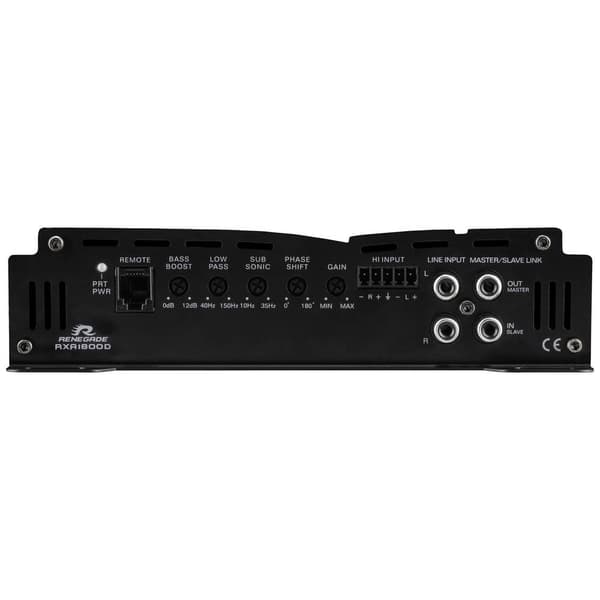 Renegade RXA1800 1-kanals slutsteg 1800 W Volym-/bas-/diskantreglering Passar till följande märken: Universal