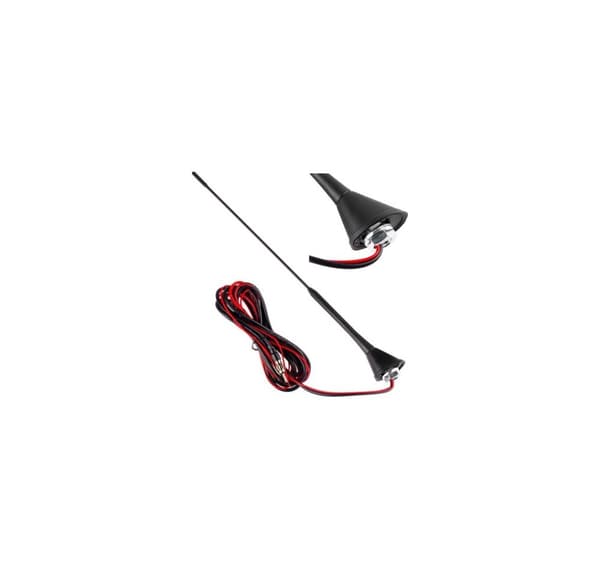 Antenne med forsterker, 40cm, sort, 3m kabel, 5mm