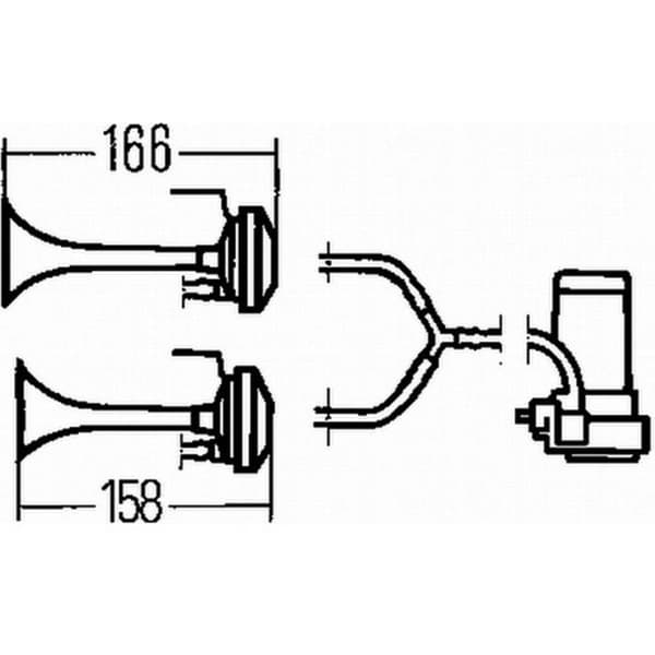 Hella 3PB 003 001-661 2-klang Kompressorfanfar 24 V