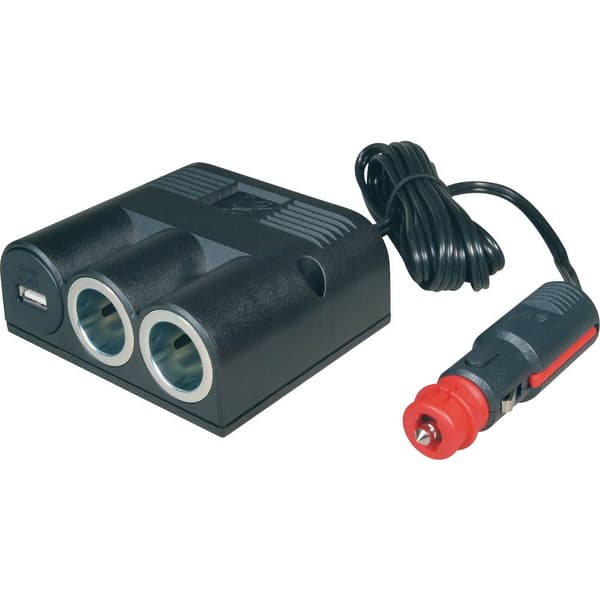 ProCar 67335501 67335500 Grenkontakt för cigarettändare Antal cigarettkopplingar 2 x Anslutning USB 1 x Tillåten strömb