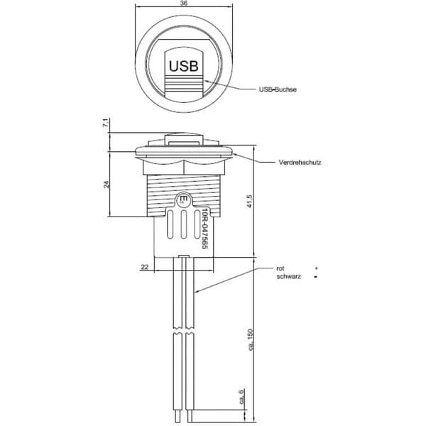 ProCar Power USB inbyggnadsdosa Tillåten strömbelastning=3 A Passar till (specifikationer) USB-A Eluttag 12 V till 5 V,