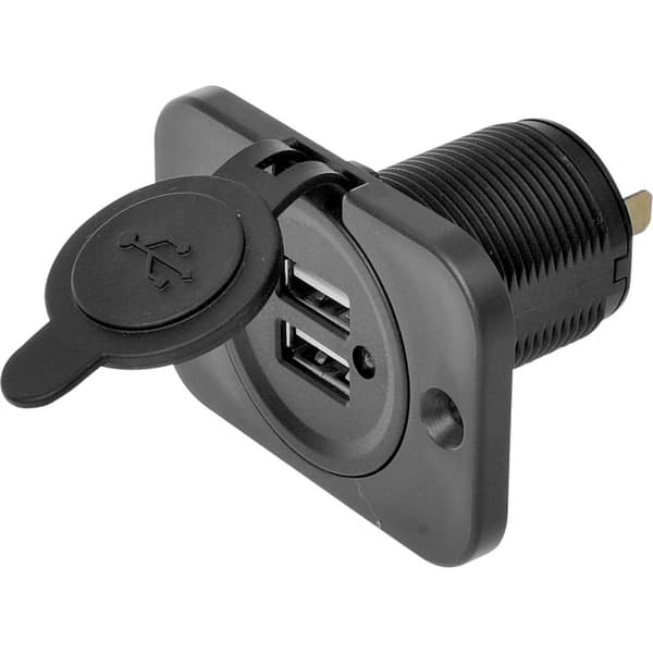 IWH USB dubbelt uttag för inbyggnad 12/24 volt 21100 mA Tillåten strömbelastning=2.0 A 12 eller 24 V/DC