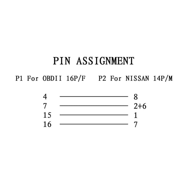 14-pin - 16-pin OBD2-kaapeli merkille Nissan