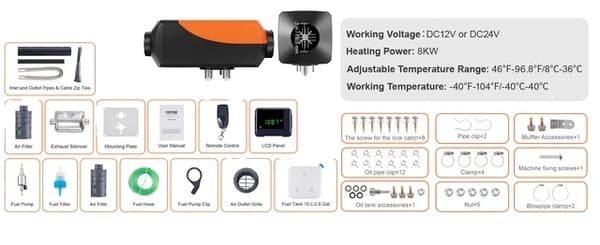 Auton lämmitin, diesel polttoaine, kaukosäädin, 5KW LCD