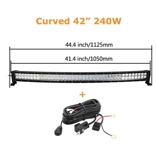 Kaareva LED-valopalkki, kaksirivinen, maastoauto traktori kuorma-auto, 120W johdolla varustettuna
