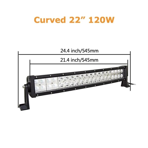 Böjd LED-ljusramp, dubbelradig, terrängbil traktor lastbil, 120W med trådkit