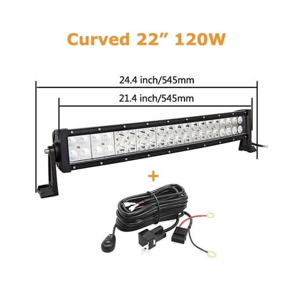 Kaareva LED-valopalkki, kaksirivinen, maastoauto traktori kuorma-auto, 120W johdolla varustettuna