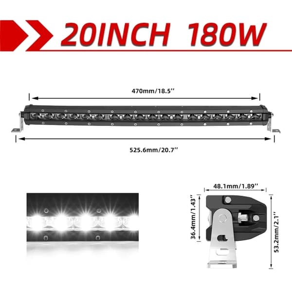 LED-ljusramp, böjd design, hög lumenutgång, 6 D 50 tum 480W