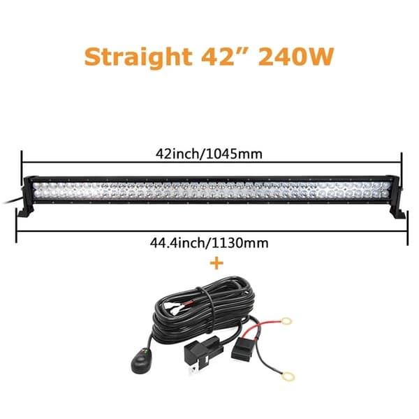 LED-arbetsljusramp, dubbelradig, terrängbil, 240W med trådkit