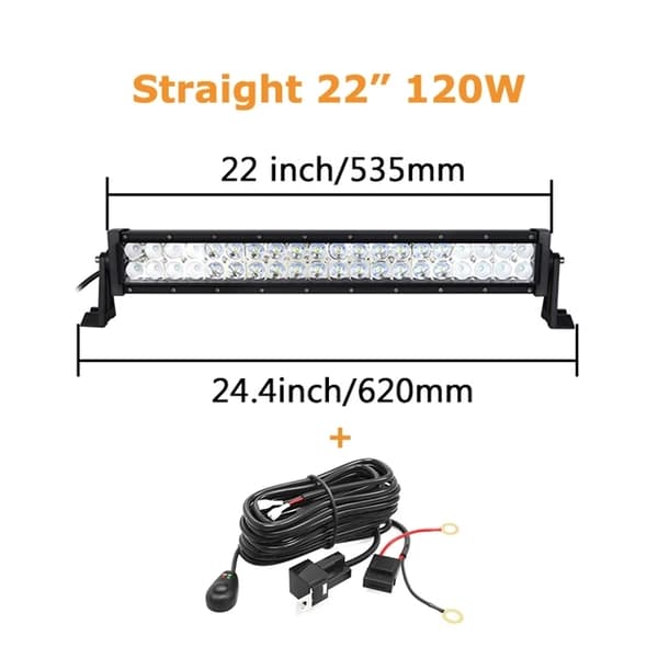 LED-arbetsljusramp, dubbelradig, terrängbil, 240W med trådkit