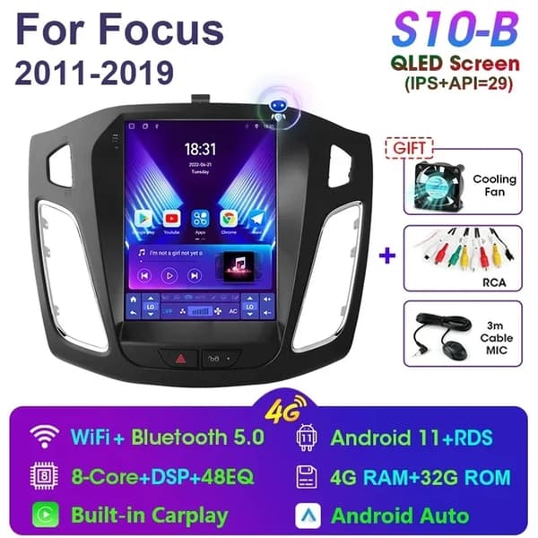 Auton stereoradio, Android 11, navigointi GPS, S10-B-Kamera