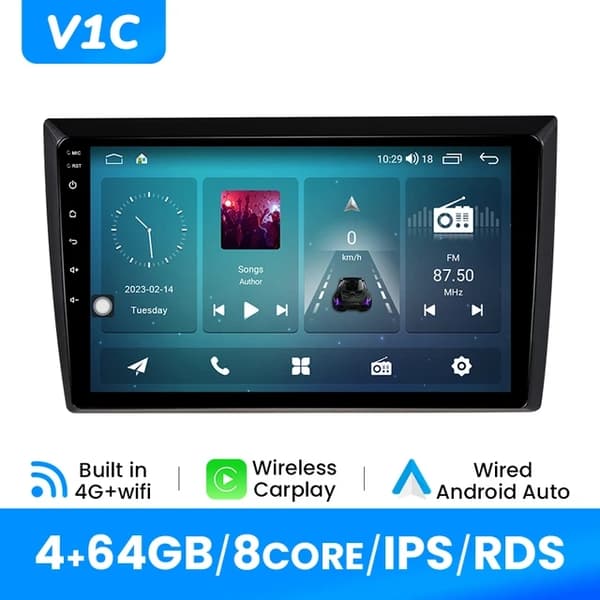 CarPlay bilradio, trådløs forbindelse, Android 12 multimedieafspiller, S1 (2GB 32GB)