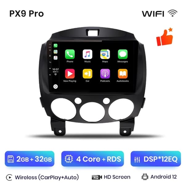 Bil stereo, Android multimediesystem, Carplay kompatibilitet, WIFI 2GB-32GB A-1
