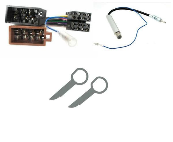 CD RADIO STEREO ISO WIRING HARNESS LEAD LOOM AND AERIAL ADAPTOR FOR VW