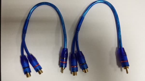 PHONO Y SPLITTER LEAD ADAPTOR CABLE 2 X FEMALE TO 1 X MALE PAIR HOME AUDIO AMP
