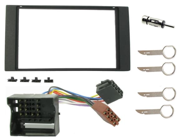 BLACK DOUBLE DIN FASCIA FACIA TRIM FULL KIT CT24FD18 FOR FORD TRANSIT 06 ONWARD
