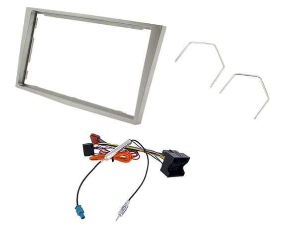 Double Din Light Silver Stereo Facia Fascia Kit fits Vauxhall Astra H 2004-2010