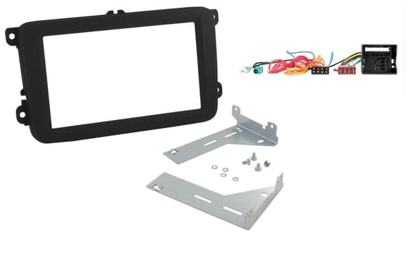 CD STEREO DOUBLE DIN FACIA FASCIA PANEL SURROUND TRIM FULL KIT FOR VW SKODA SEAT