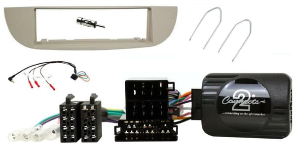 Single Din Ivory Fascia Steering Stalk Adaptor Fitting Kit For Fiat 500 07-2015
