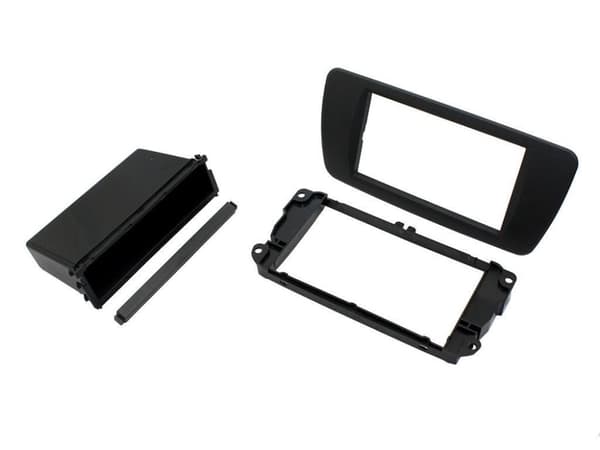 SINGLE DOUBLE DIN BLACK FACIA SURROUND PANEL FRAME POCKET FOR SEAT IBIZA