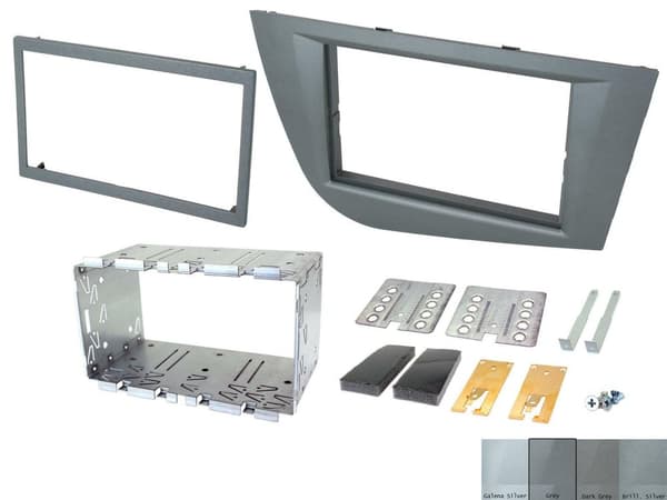 RADIO STEREO DOUBLE DIN FACIA FASCIA TRIM GREY CT23ST20 FOR SEAT LEON 2005-2012