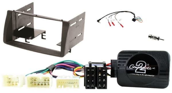 BLACK DOUBLE DIN FACIA STALK STEERING CONTROLS FITTING KIT FOR TOYOTA COROLLA