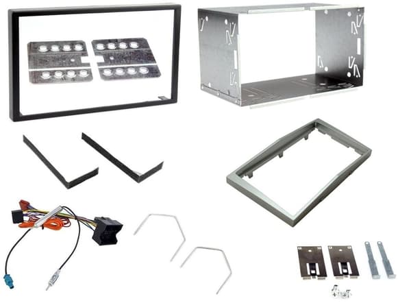 CD RADIO STEREO DOUBLE 2 DIN FACIA FASCIA SILVER ADAPTOR CAGE KIT FOR VAUXHALL