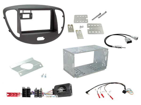 CTKHY01 BLACK DOUBLE DIN FACIA STEERING CONTROLS FOR HYUNDAI i10 2008-2013