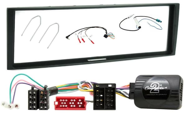 BLACK SINGLE DIN FACIA STALK STEERING CONTROL FITTING KIT FOR RENAULT CLIO 09-12