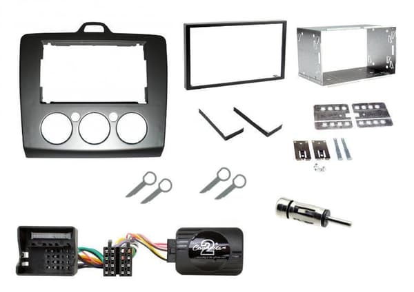 Double Din Stereo Facia Fascia Steering Control Fitting Kit For FORD Focus 98-04