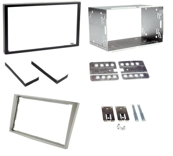 CAR CD STEREO RADIO DOUBLE DIN FACIA FASCIA CAGE FULL KIT SILVER FOR VAUXHALL