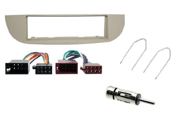 CAR STEREO SINGLE DIN FASCIA PANEL ISO & AERIAL KIT IVORY FOR FIAT 500 2007-15