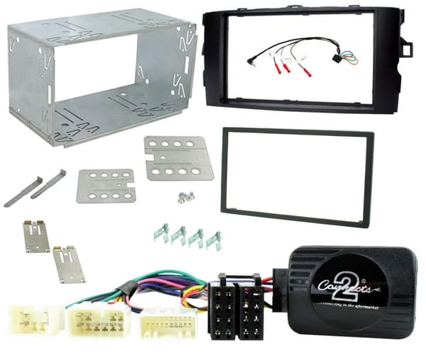DARK GREY DOUBLE DIN FACIA STEREO CAGE BRACKETS FITTING KIT FOR TOYOTA AURIS