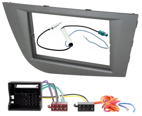 CD RADIO STEREO DOUBLE DIN FACIA FASCIA DARK GREY KIT FOR SEAT LEON 2005-2012