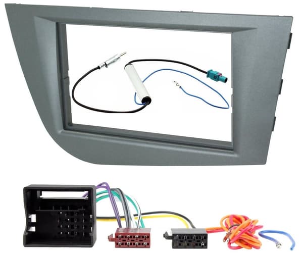 CD RADIO STEREO DOUBLE DIN FACIA FASCIA BRILLIANT SILVER KIT FOR SEAT LEON 05-12