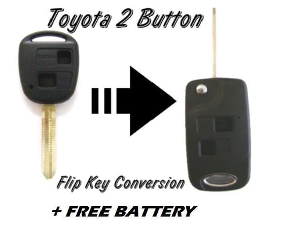 2 BUTTON FLIP REMOTE KEY FOB CASE CONVERSION FOR TOYOTA HIACE HIGHLANDER