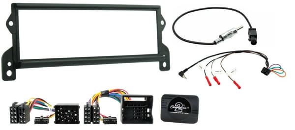 SINGLE DIN BLACK FASCIA STEERING CONTROLS STALK ANTENNA KIT FOR BMW MINI 01-06