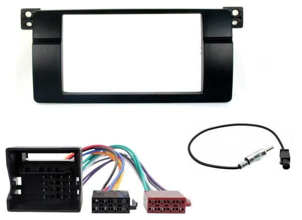 Black Double Din Fascia Kit Aerial ISO Adapter For BMW 3-Series E46 2001-2005
