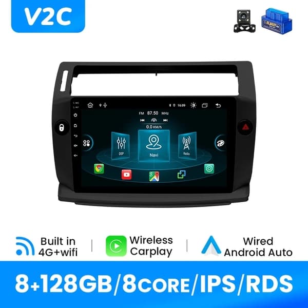 CarPlay Android12, Trådløs Forbindelse, GPS Navigation, V2(6GB 128GB)B