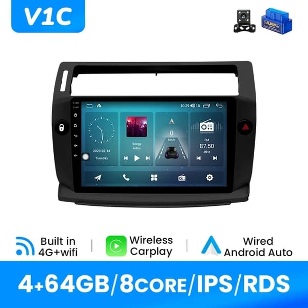 CarPlay Android12, Trådløs Forbindelse, GPS Navigation, V2(6GB 128GB)B